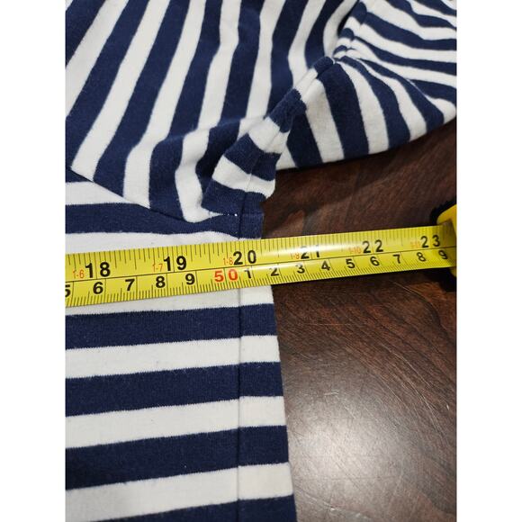 J Crew Womens M Blue White Striped Wide Button Collar Pullover Sweatshirt Breton - Picture 4 of 5